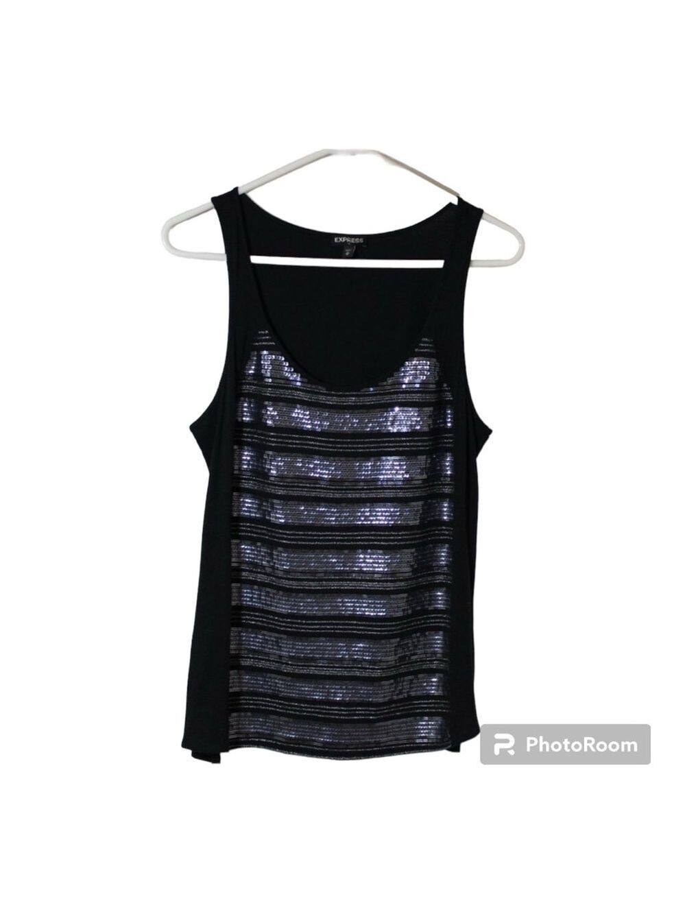 Express Women's Sleeveless Sequins Tank Camisole Black
